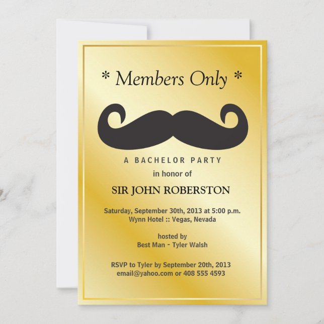 Members Only Bachelor Party Invitation (Front)