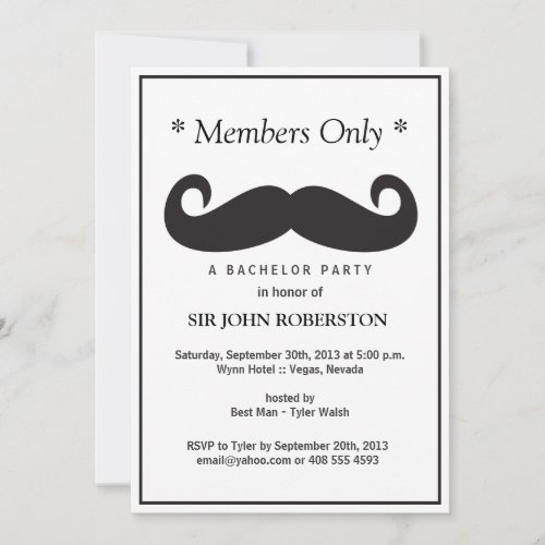 Members Only Bachelor Party Invitation