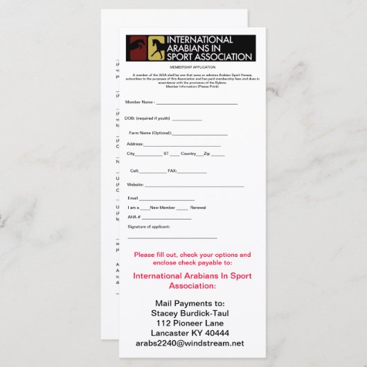MEMBERSHIP APPLICATION (Front/Back)