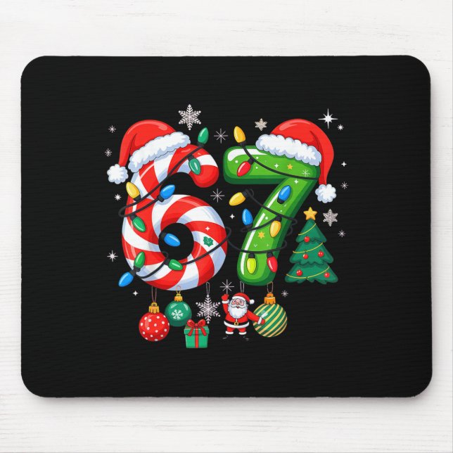 Meme 6 7 Christmas Matching Outfit Six Seven Trend Mouse Pad (Front)