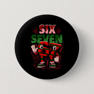 Meme 6 7 Six Seven Italian Brainrot Christmas Red  Button