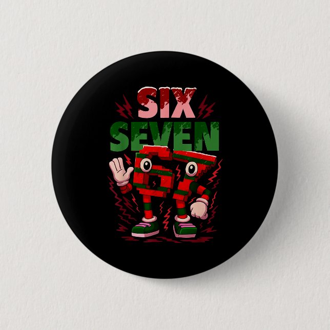 Meme 6 7 Six Seven Italian Brainrot Christmas Red  Button (Front)