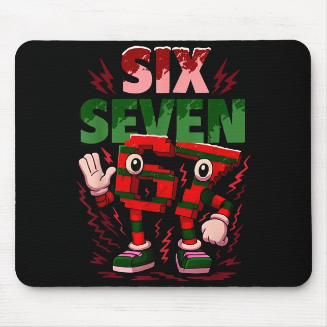 Meme 6 7 Six Seven Italian Brainrot Christmas Red  Mouse Pad (Front)