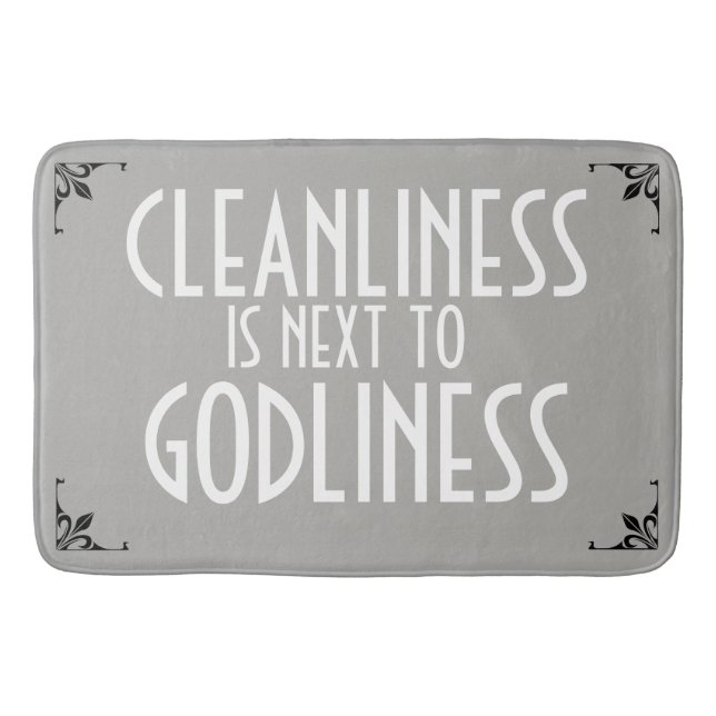 MEME Bath Mat Cleanliness next Godliness Vintage (Front)