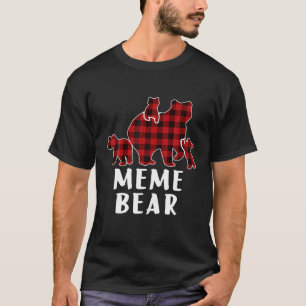 Meme Bear 3 Cubs , Christmas Mama Bear Plaid Pajam T-Shirt