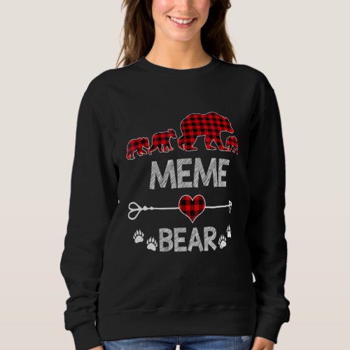 Meme Bear Red Buffalo Plaid Meme Bear Pajama Sweatshirt