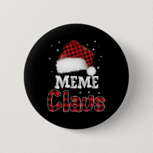 Meme Claus Christmas Red Plaid Pajama Family Match Button