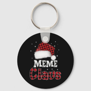 Meme Claus Christmas Red Plaid Pajama Family Match Keychain