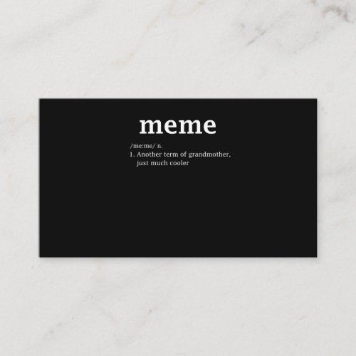 Meme Definition Funny Grandma Mother Day Women Business Card