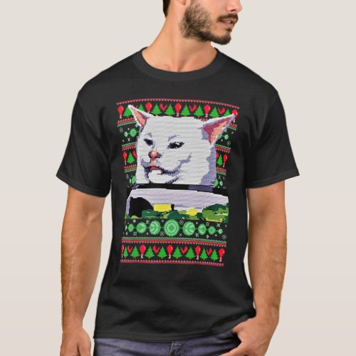 Meme Dress Woman Yelling At A Cat Ugly X mas Sweat T_Shirt