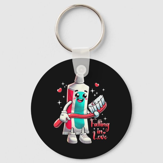 Meme Falling Inlove Valentine Toothpaste Love Toot Keychain (Front)