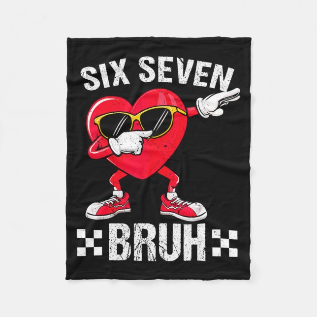 Meme Funny 67 Six Seven Bruh Heart Valentines Men  Fleece Blanket (Front)