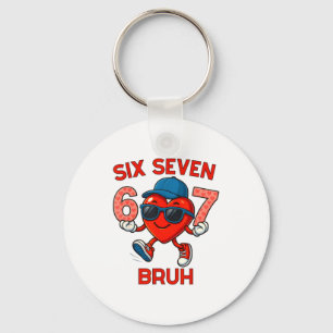 Meme Funny 67 Six Seven Bruh Heart Valentines Men  Keychain