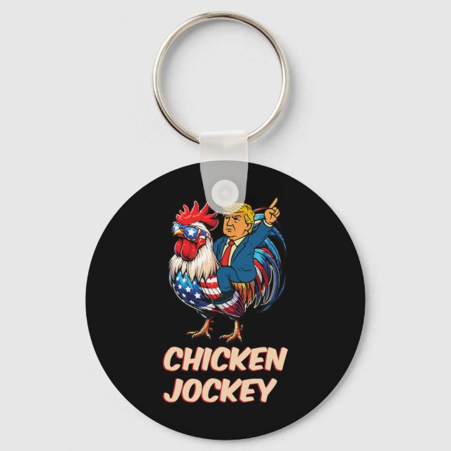 Meme Funny Trump Chicken Jockey  Keychain (Front)