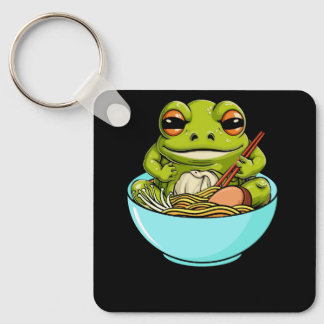 Meme Kawaii Frog Eating In Ramen Bowl Japanese Kit Keychain