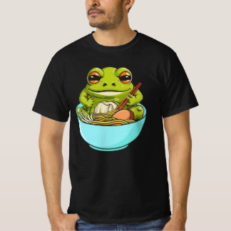 Meme Kawaii Frog Eating In Ramen Bowl Japanese Kit T-Shirt