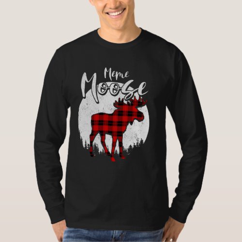 Meme Moose Red Plaid Buffalo Matching Family Pajam T_Shirt