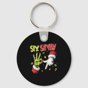 Meme Number 67 Bro Slang Six Seven Christmas Hand Keychain