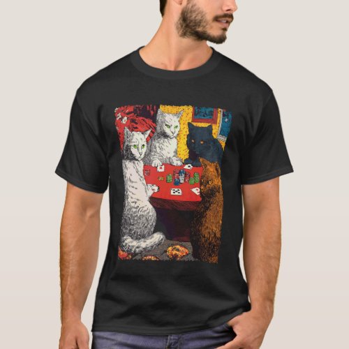 Meme Playing Cards Pop Art Gambling Cats Playing P T-Shirt