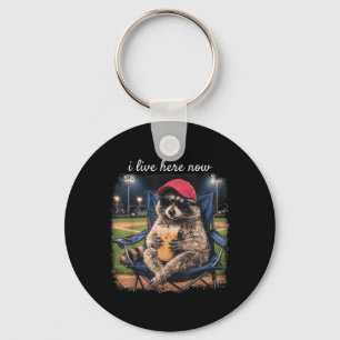 Meme Raccoon Live Here Ballfield Baseball Field Keychain