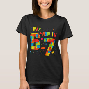 Meme Six Seven Boys Building Birthday I Was 6 Now T-Shirt