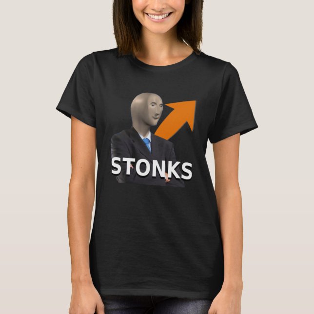 Meme  Stonks Man Plus Arrow T-Shirt (Front)