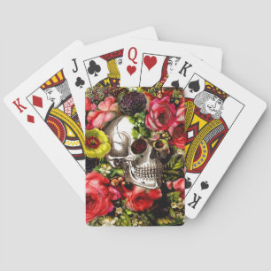 Memento Floral Skull Poker Cards
