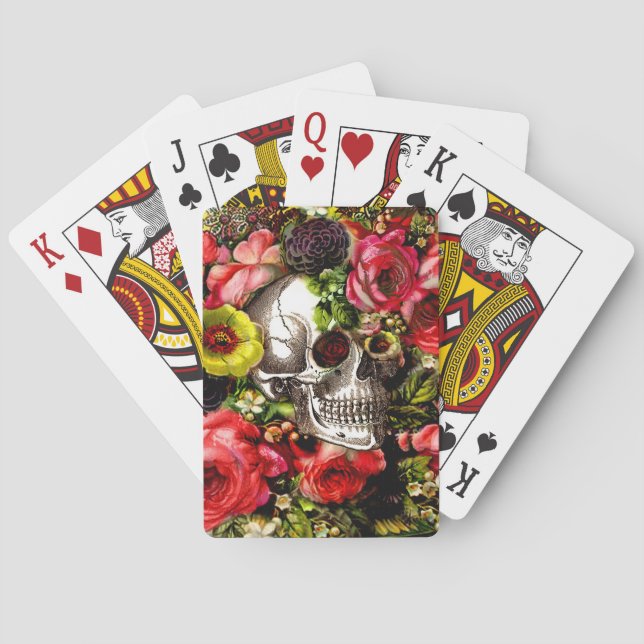 Memento Floral Skull Poker Cards (Back)
