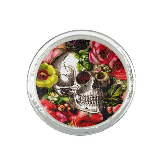 Memento Flower Skull Ring (Front)