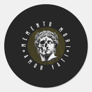 Memento Mori Amor Fati Skull Stoicism Quote  Classic Round Sticker