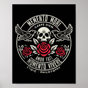 Memento Mori, Amor Fati, Stoic Quote Philosophy Poster