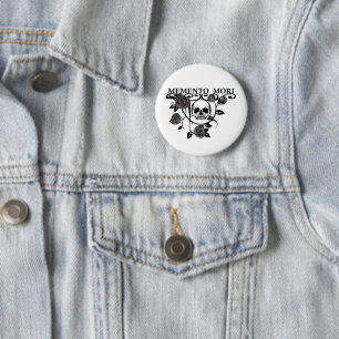 Memento mori black roses button