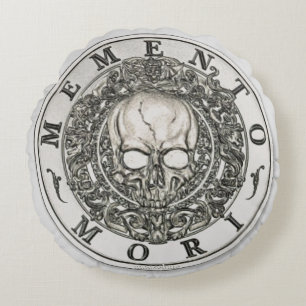 Memento Mori Carpe Diem Silver Round Round Pillow