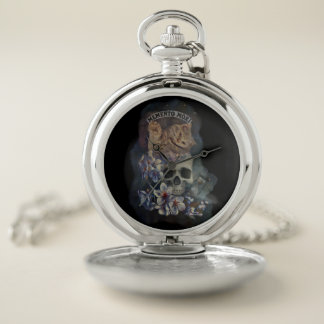 Memento mori cat pocket watch