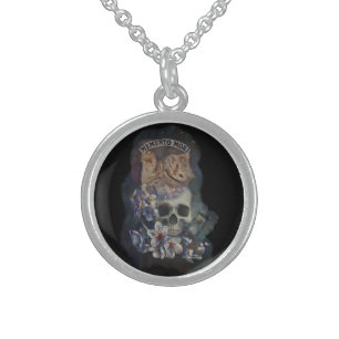 Memento mori cat sterling silver necklace