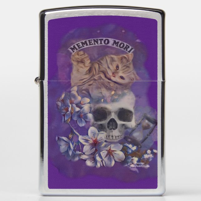 Memento mori cat zippo lighter (Front)