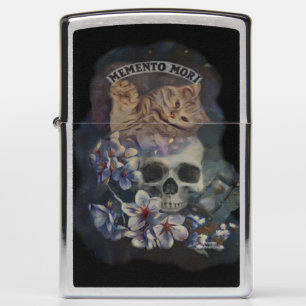 Memento mori cat zippo lighter