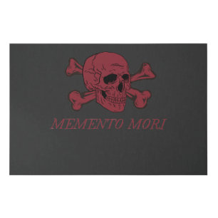Memento Mori Crimson Red Skull and Crossbones Faux Canvas Print