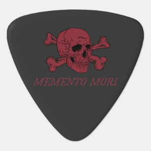 Memento Mori Crimson Red Skull and Crossbones Guitar Pick