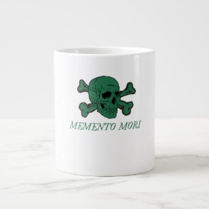 Memento Mori Forest Green Skull and Crossbones Giant Coffee Mug
