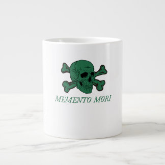 Memento Mori Forest Green Skull and Crossbones Giant Coffee Mug