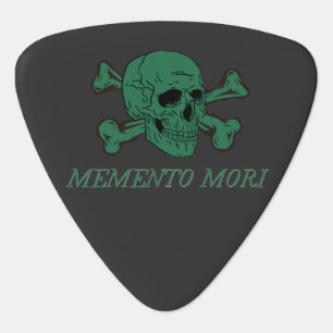 Memento Mori Forest Green Skull and Crossbones Guitar Pick
