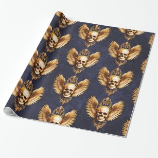 Memento Mori Golden Gothic Skull Sigil Dark Blue