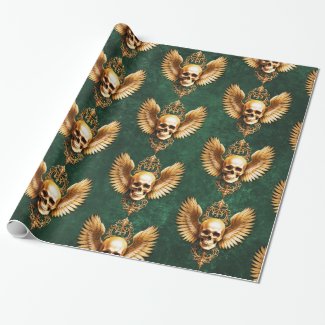 Memento Mori Golden Gothic Skull Sigil Green
