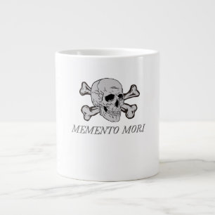 Memento Mori Grey Skull and Crossbones Giant Coffee Mug