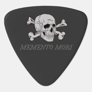 Memento Mori Grey Skull and Crossbones  Guitar Pick
