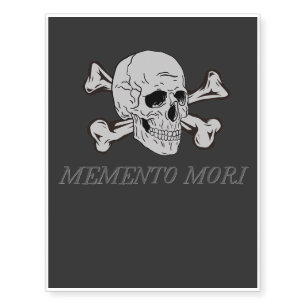 Memento Mori Grey Skull and Crossbones Temporary Tattoos