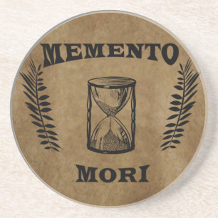 Memento mori hourglass coaster