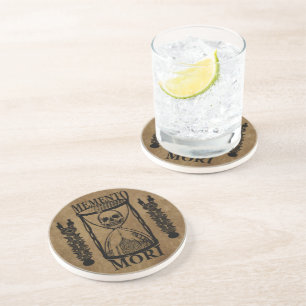 Memento mori hourglass skull coaster