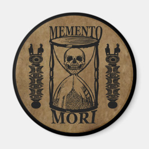 Memento mori hourglass skull magnet